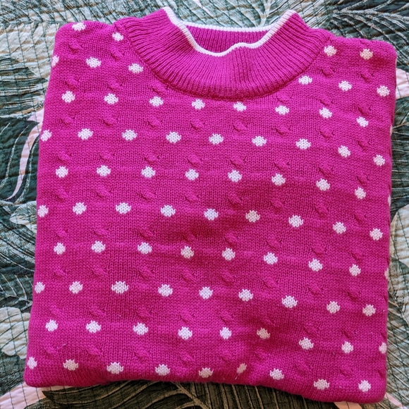 Hunt's Point Vintage Fuchsia Polkadot Sweater - Picture 4 of 6